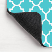 Turquoise Aqua Blue Quatrefoil Moroccan Pattern Muismat (Hoek)