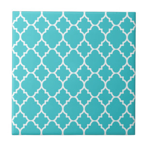 Turquoise Aqua Blue Quatrefoil Moroccan Pattern Tegeltje