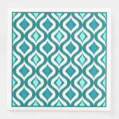 Turquoise Aqua Blue Retro Chic Ikat Drups Patroon Servetten (Voorkant)