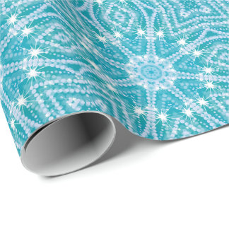 Turquoise Aqua Blue Silver Sparkle Effect Cadeaupapier