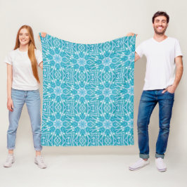 Turquoise Aqua Blue Silver Sparkle Effect Fleece Deken