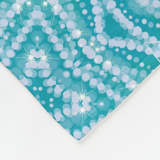 Turquoise Aqua Blue Silver Sparkle Effect Fleece Deken (Hoek)