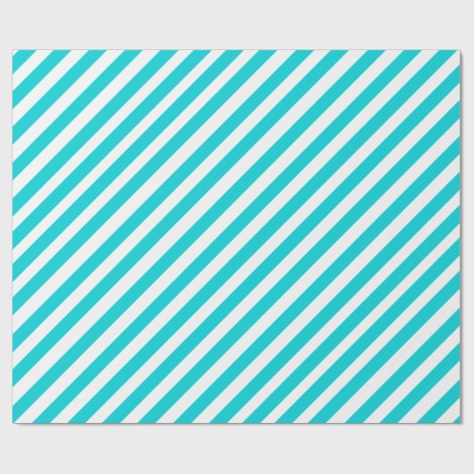 Turquoise Aqua Blue Wide Stripe Holiday Cadeaupapier (Vlak)