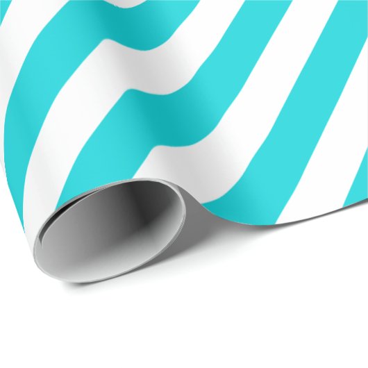 Turquoise Aqua Blue Wide Stripe Holiday Cadeaupapier (Rol Hoek)
