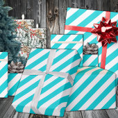 Turquoise Aqua Blue Wide Stripe Holiday Cadeaupapier