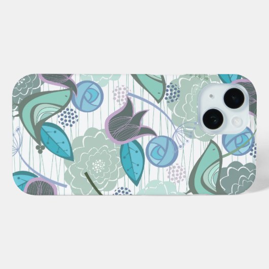 Turquoise Aqua Blue Zoete Vogels Bloementuin Chiqu Case-Mate iPhone Case (Achterkant (horizontaal))