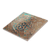 Turquoise aqua brown beige keramische tegels tegeltje (Zijkant)