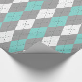 Turquoise Aqua Charcoal DK Grijs Whats XL Argyle Cadeaupapier (Hoek)