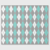 Turquoise Aqua Charcoal DK Grijs Whats XL Argyle Cadeaupapier (Vlak)