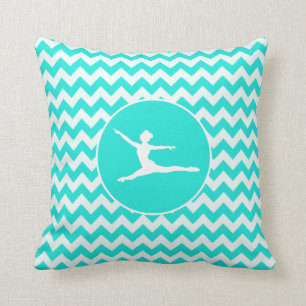 Turquoise, Aqua Color Chevron; ballet Kussen