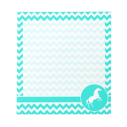 Turquoise, Aqua Color Chevron; Equestrian Notitieblok (Voorkant)