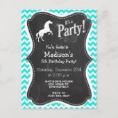 Turquoise, Aqua Color Chevron; Equestrian Uitnodiging Briefkaart (Voorkant)