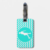 Turquoise, Aqua Color Chevron; kunstschaatsen Bagagelabel (Achterkant verticaal)