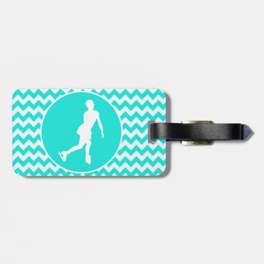 Turquoise, Aqua Color Chevron; kunstschaatsen Bagagelabel (Achterkant horizontaal)