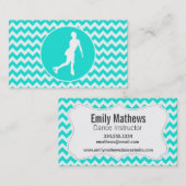 Turquoise, Aqua Color Chevron; kunstschaatsen Visitekaartje (Voorkant / Achterkant)
