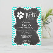 Turquoise, Aqua Color Chevron; Paw Print Kaart (Staand voorkant)