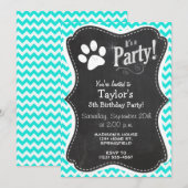 Turquoise, Aqua Color Chevron; Paw Print Kaart (Voorkant / Achterkant)