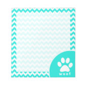 Turquoise, Aqua Color Chevron; Paw Print Notitieblok (Voorkant)