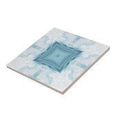 Turquoise aqua diamantgeometrisch ontwerp tegeltje (Zijkant)