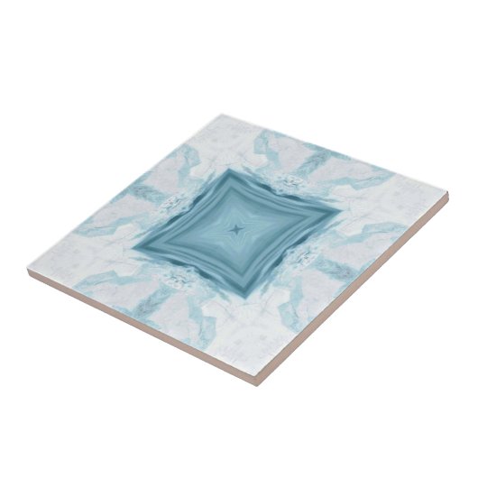 Turquoise aqua diamantgeometrisch ontwerp tegeltje (Zijkant)