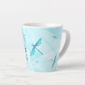 Turquoise, Aqua Dragonflies, Persoonlijke beker Latte Mok (Rechterhoek)