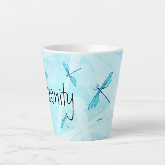 Turquoise, Aqua Dragonflies, Persoonlijke beker Latte Mok (Voorkant)