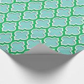 Turquoise Aqua Emerald Green Wht XL Moroccan #4DS Cadeaupapier (Hoek)