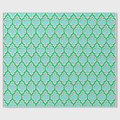 Turquoise Aqua Emerald Green Wht XL Moroccan #4DS Cadeaupapier (Vlak)
