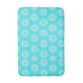 Turquoise, Aqua en Grijze Bloemen met Cyaan Badmat (Voorkant Verticaal)