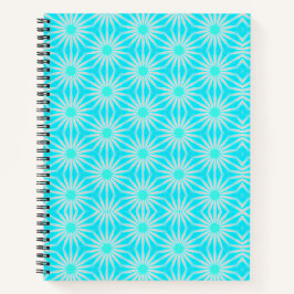 Turquoise, Aqua en Grijze Bloemen met Cyaan Notitieboek