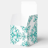 Turquoise Aqua en White Fancy Floral Damask Bedankdoosjes (Geopend)