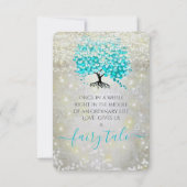 Turquoise Aqua Fairytale lichten en sterren bruilo RSVP Kaartje (Achterkant)