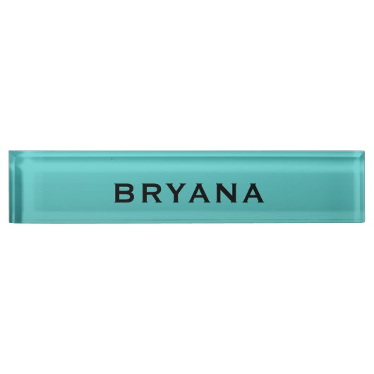 Turquoise Aqua Gedompelde Moderne Gepersonaliseerd Naambordje (Voorkant)
