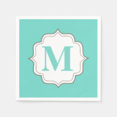 Turquoise Aqua gepersonaliseerde Monogram servette Servetten (Voorkant)