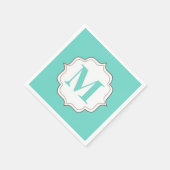 Turquoise Aqua gepersonaliseerde Monogram servette Servetten (Hoek)