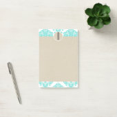 Turquoise Aqua Glam Damast Kraft Monogram Initiaal Post-it® Notes (Kantoor)