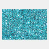 Turquoise Aqua Glam Glitter Inpakpapier Vel (Voorkant 3)