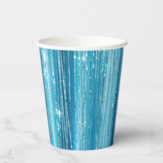 Turquoise Aqua Glam Glitter Papieren Bekers (Achterkant)