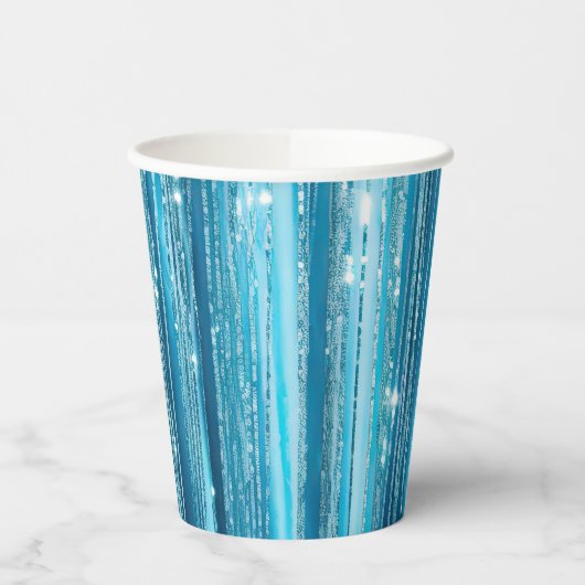 Turquoise Aqua Glam Glitter Papieren Bekers (Links)