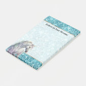 Turquoise Aqua Glanz Glitter Eenhoorn Post-it® Notes (Schuin)