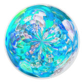 Turquoise Aqua Glass Effect Vortex Pattern Keramische Knop (Voorkant)