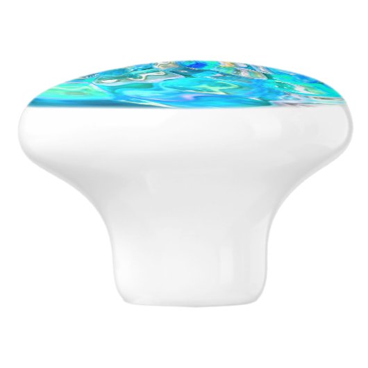 Turquoise Aqua Glass Effect Vortex Pattern Keramische Knop (Zijkant)