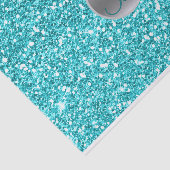 Turquoise Aqua Glitter Glans Glam Mozaïek Initiaal Tissuepapier (Detail)