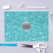 Turquoise Aqua Glitter Glans Glam Mozaïek Initiaal Tissuepapier (Craft)