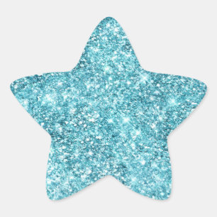 Turquoise Aqua Glitter Ster Sticker