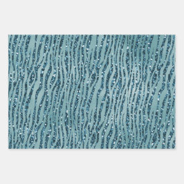 Turquoise Aqua Glitter Zebra Print Inpakpapier Vel