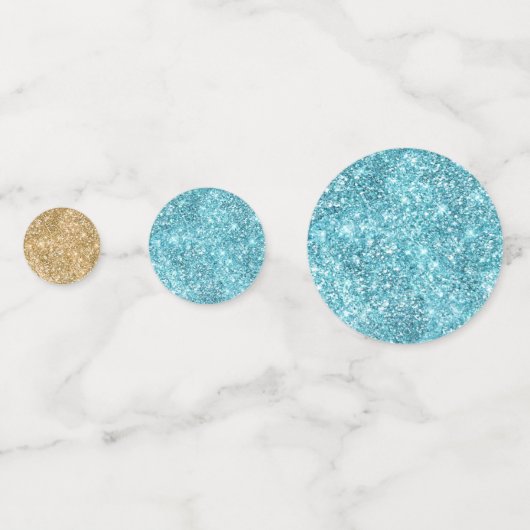 Turquoise Aqua Glitz Glitter Eenhoorn Confetti (Voorkanten)
