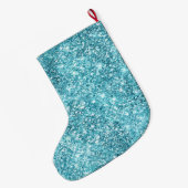 Turquoise Aqua Glitz Glitter Eenhoorn Grote Kerstsok (Achterkant (Hangend))