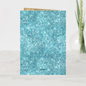 Turquoise Aqua Glitz Glitter Eenhoorn Kaart (Achterkant)