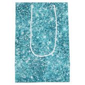 Turquoise Aqua Glitz Glitter Eenhoorn Medium Cadeauzakje (Achterkant)